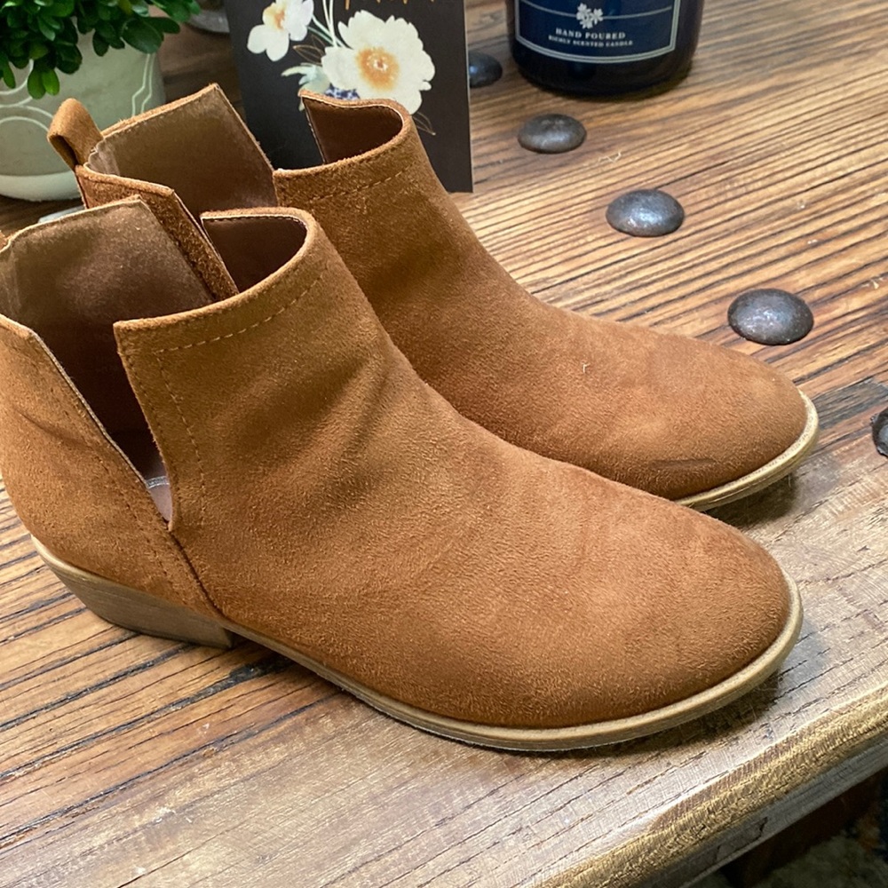Brown suede ankle boots